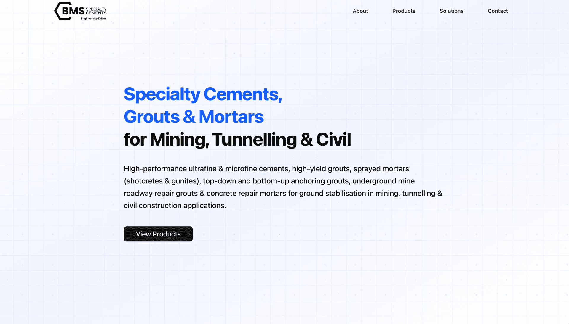 The new website's hero section