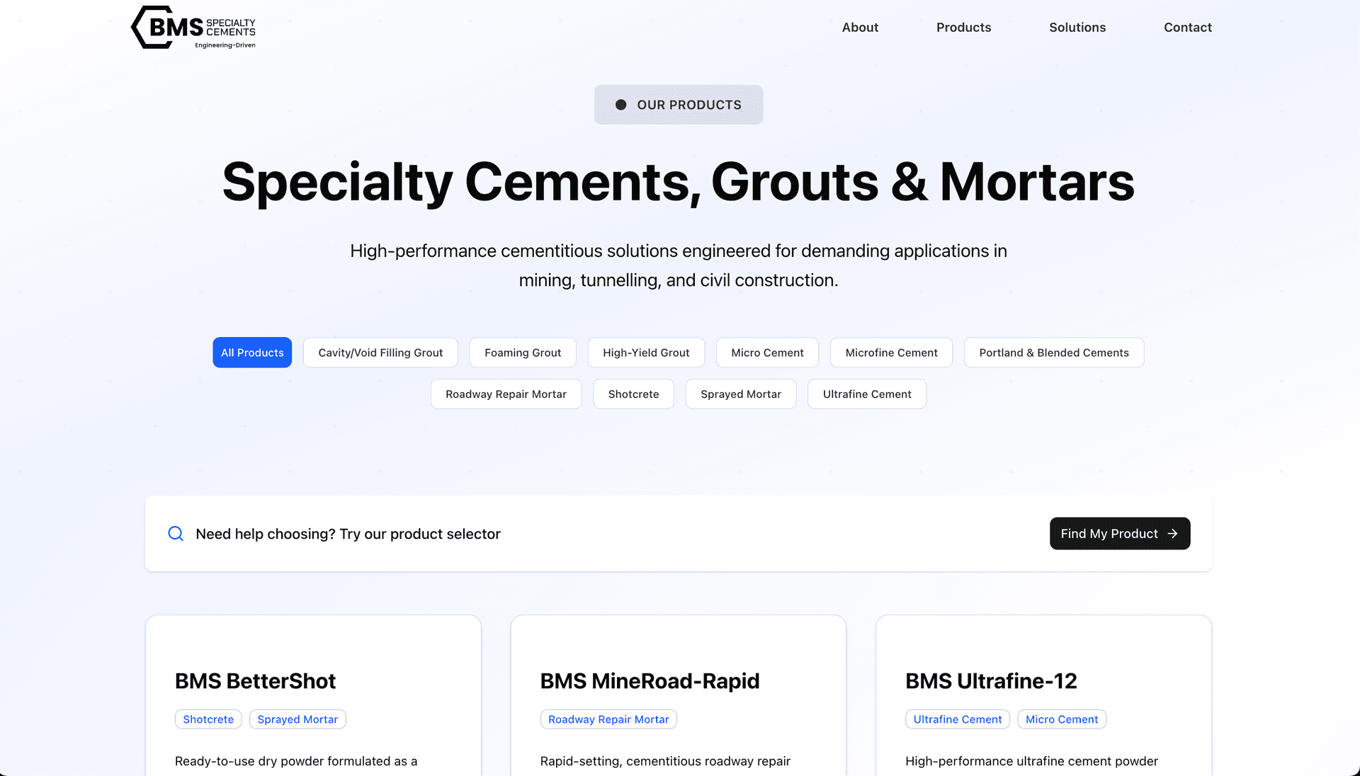 The new website's product page